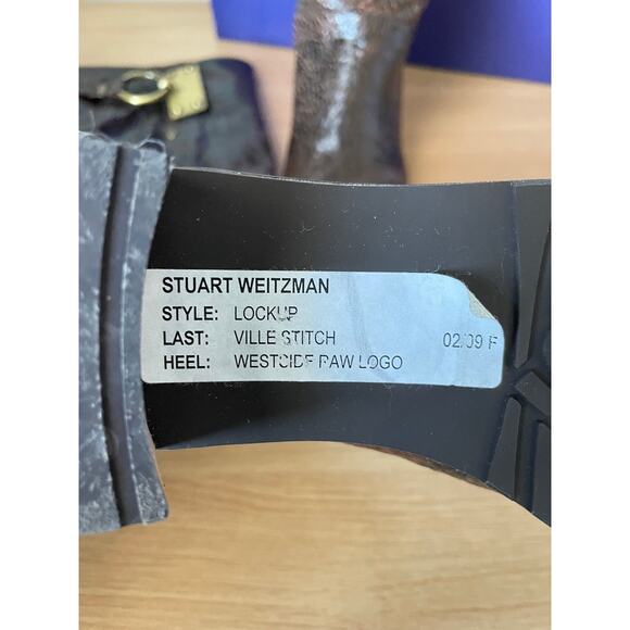 Stuart Weitzman Brown Leather Tall Boots Brass Ring - Picture 7 of 12